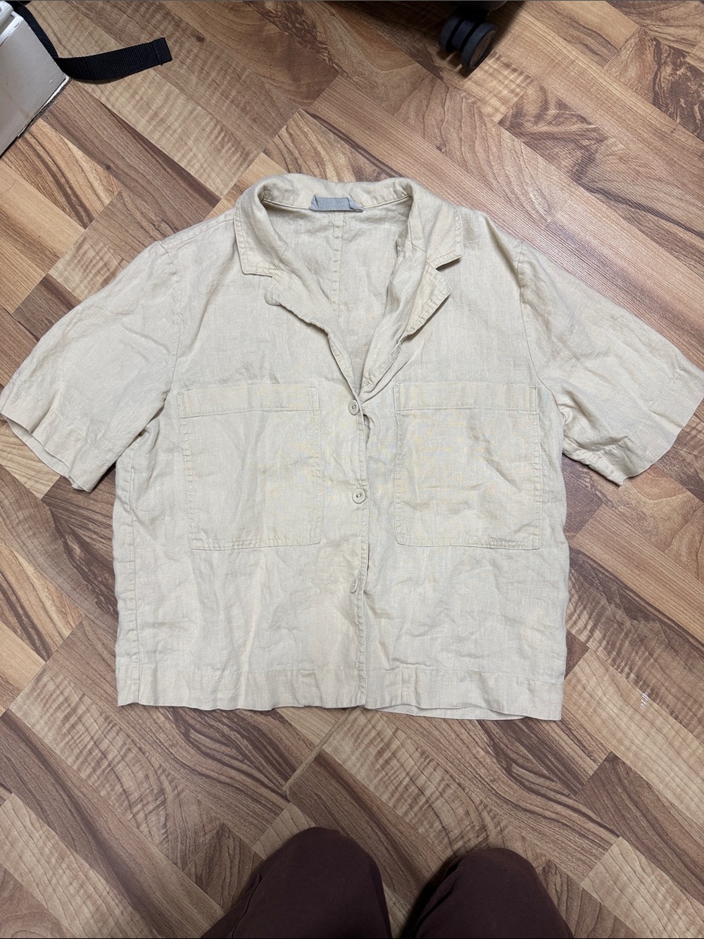 Everlane Cream Short-Sleeve Linen Shirt Jacket